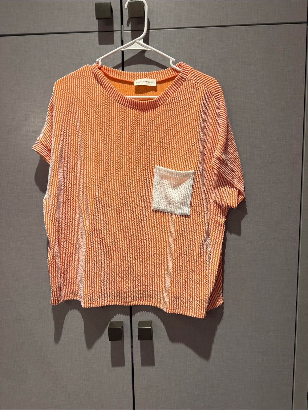 Lightweight Orange Knit Pocket Top by (unbranded)